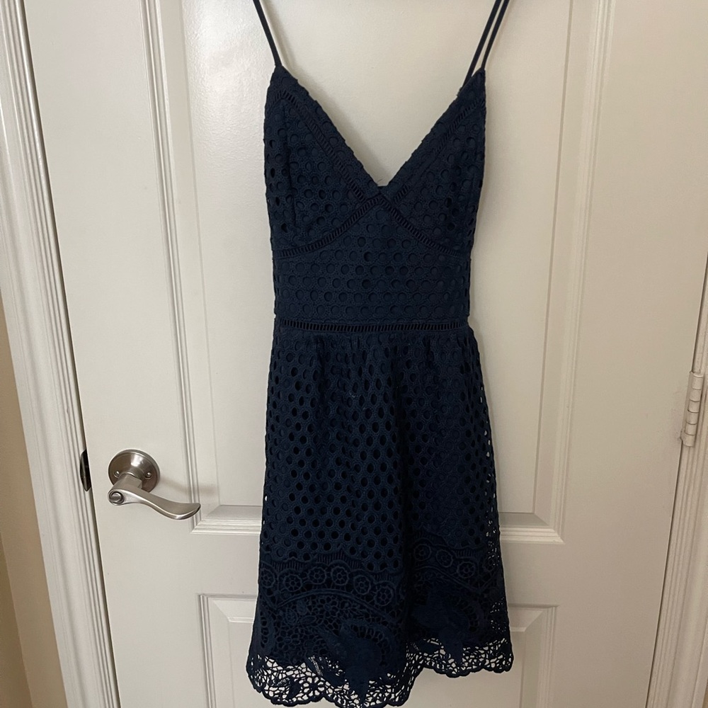 Abercrombie & Fitch navy blue crochet dress